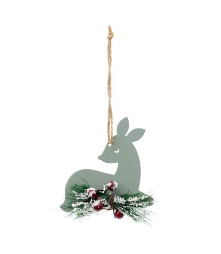 Sujet de Noël en Métal Renne 8cm Vert