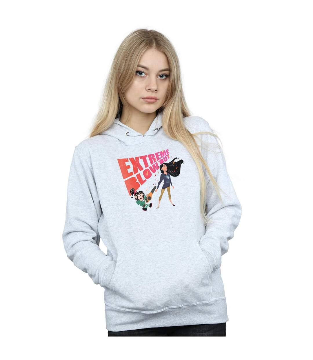 Disney - Sweat à capuche WRECK IT RALPH POCAHONTAS AND VANELLOPE - Femme (Gris chiné) - UTBI15600-2