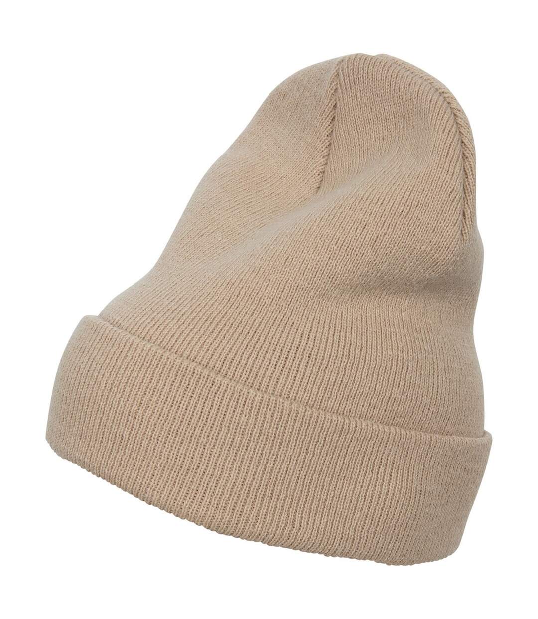 Bonnet épais long adulte unisexe beige Yupoong-1