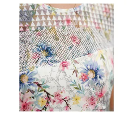 Tee-shirt MAYFLOWER BAG15117A fleuri : l'élégance du voile et de la transparence