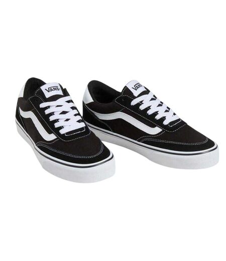 Mens Brooklyn Canvas Low Trainers Black White Vans