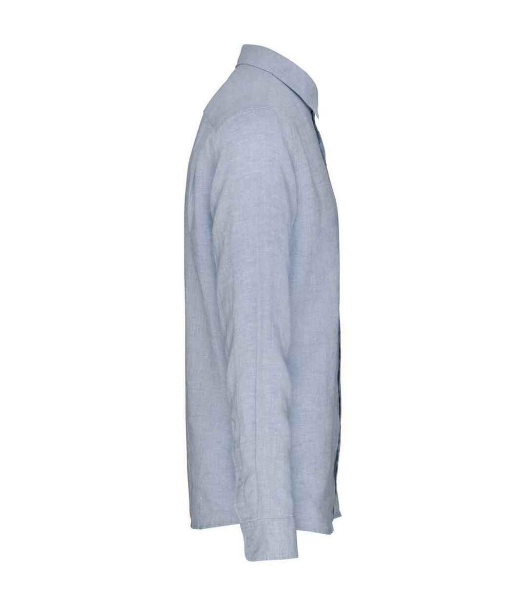 Mens linen long-sleeved shirt linen blue Spasso-3