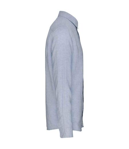 Mens linen long-sleeved shirt linen blue Spasso