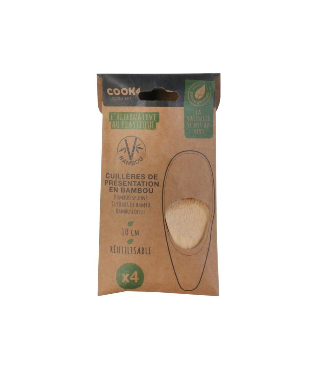 Lot de 4 Cuillères de Dégustation Eco 9cm Naturel-3