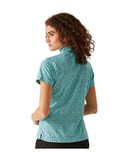 Regatta Womens/Ladies Mindano VIII Ditsy Print Short-Sleeved Shirt (Bleached Aqua) - UTRG9703