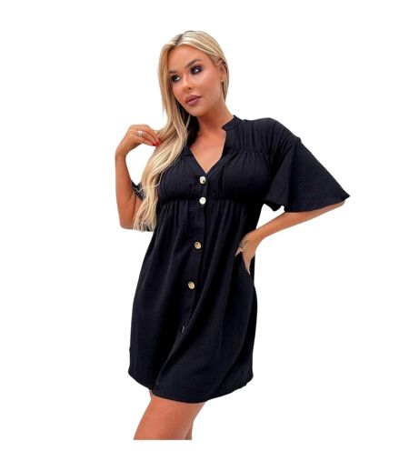 Robe À Smocks Motif/style Ruché Femme Noir AX Paris