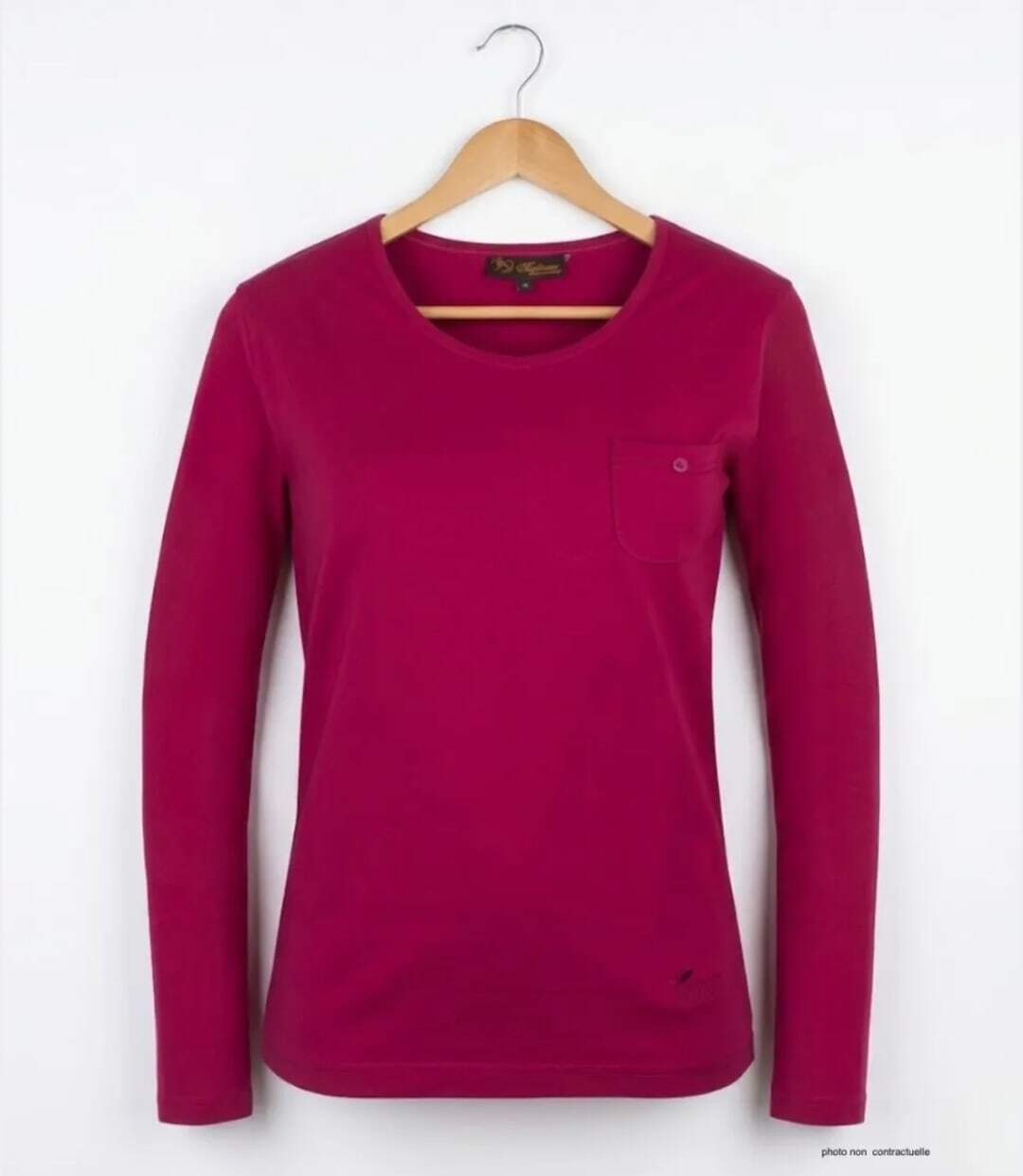 MAYFLOWER NIKITA1 : Tee-shirt manches longues violet Purple en coton avec poche poitrine-2