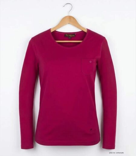 MAYFLOWER NIKITA1 : Tee-shirt manches longues violet Purple en coton avec poche poitrine