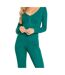 Womens/ladies Plunge Bodycon Long-sleeved Jumpsuit Green Missy Empire-2