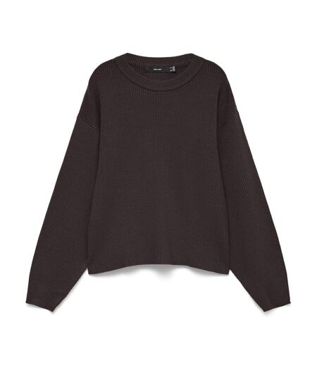 Pull marron foncé femme vero moda gold lux
