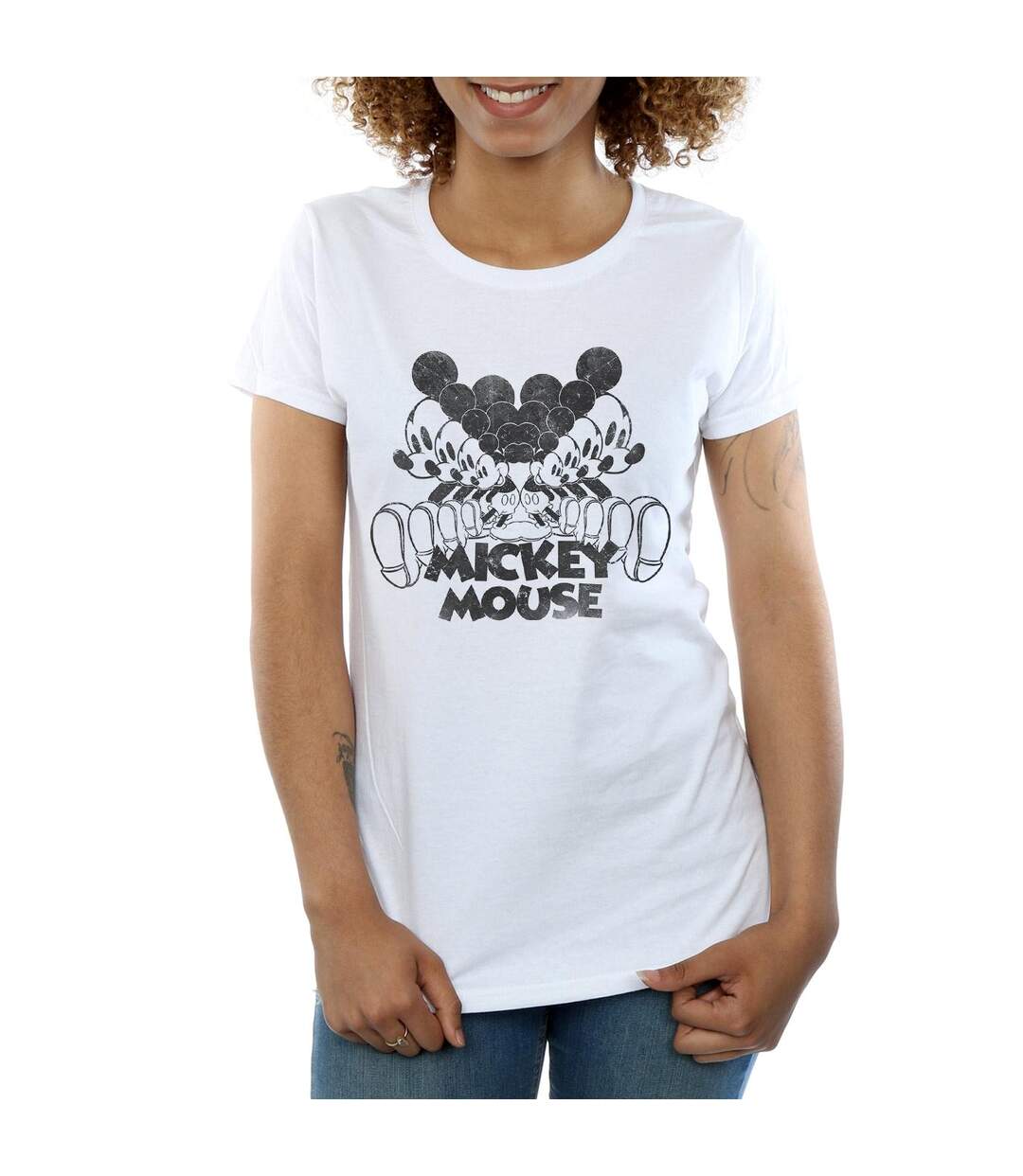 Disney T-shirt en coton miroité Mickey Mouse Femme/Ladies (Blanc) - UTBI30929-3