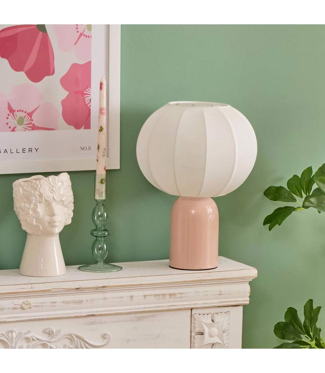 Vase Visage en Dolomite Fleur de Rose 21cm Blanc-3