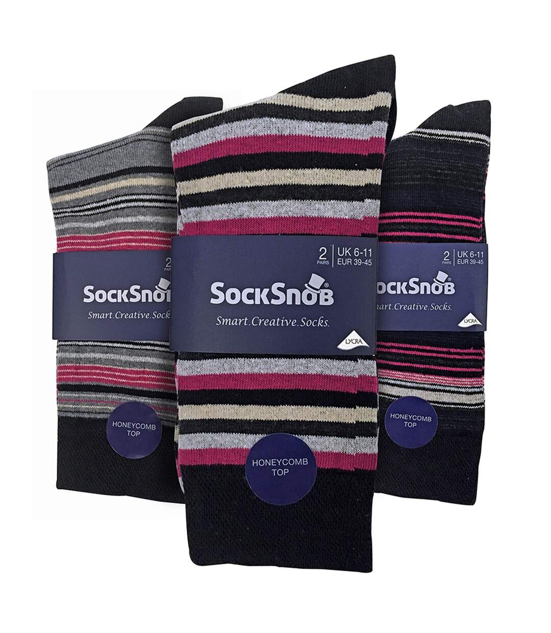 6 Pack Mens Colourful Striped Patterned Dress Cotton Socks in 7 Styles-2