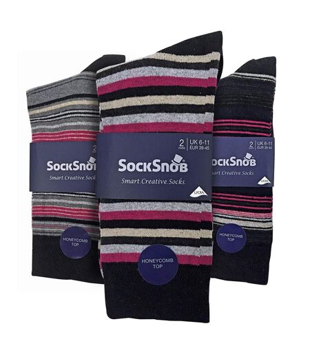 6 Pack Mens Colourful Striped Patterned Dress Cotton Socks in 7 Styles