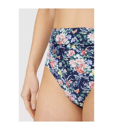 Debenhams Womens/Ladies Floral High Waist Bikini Bottoms (Navy) - UTDH5517