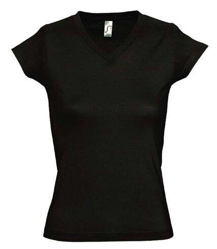 T-shirt manches courtes col V - Femme - 11388 - noir