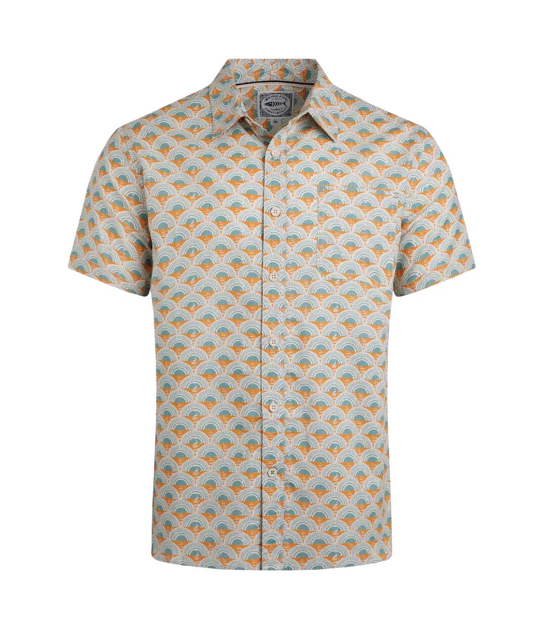 Mens faraway shell organic cotton shirt caramel Weird Fish-1