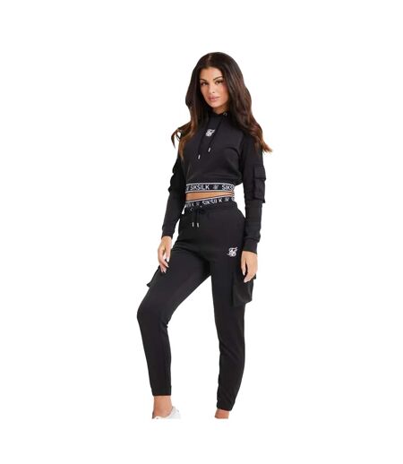 Sweat court à capuche femme noir SikSilk