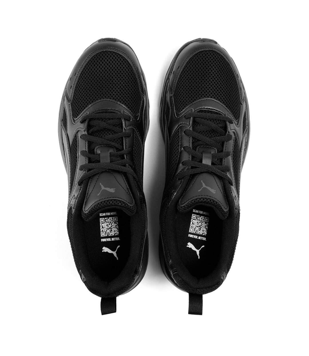 Mens Milenio Tech Leather Low Trainers Triple Black Puma-4