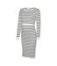 Robe Mi-longue Manches Longues Motif/style À Rayures Mlalima Femme Blanc Neige Mamalicious-2