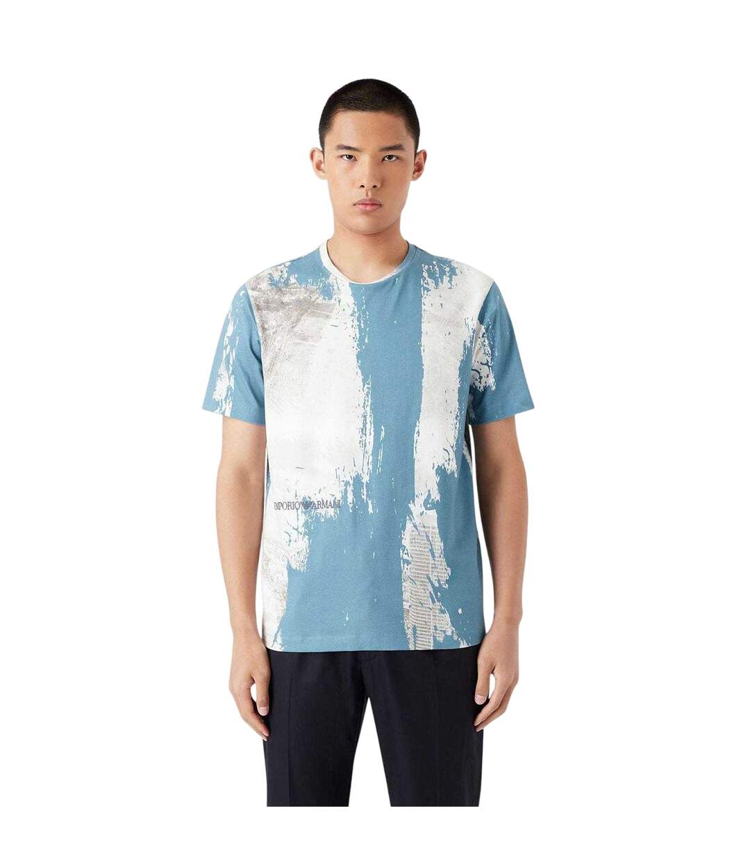 Mens All-over Print Logo T-shirt Blue White Emporio Armani-4