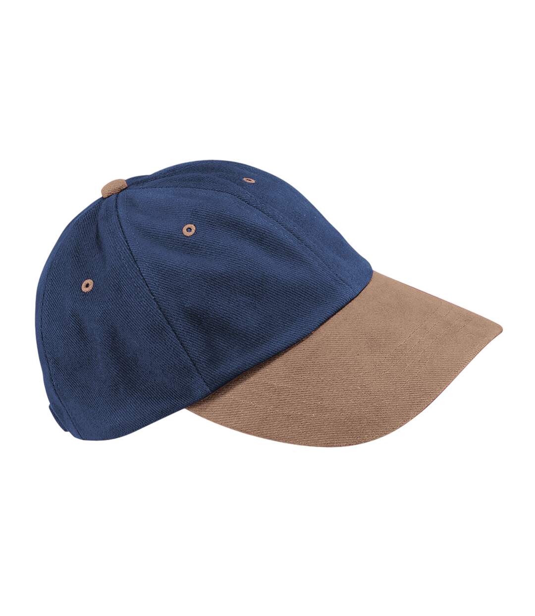 Unisex adult heavy brushed cotton low profile baseball cap french navy/taupe Beechfield-1
