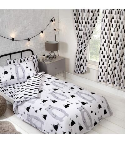 Scandi bear forest fitted sheet set black/white/grey Bedding & Beyond