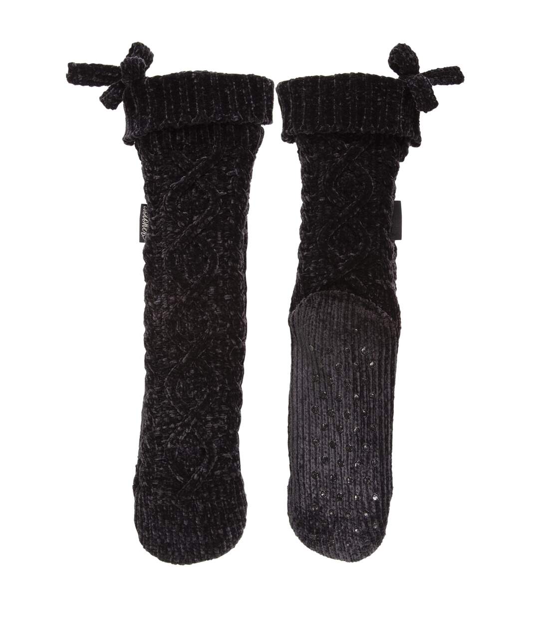 Isotoner Chaussettes d'intérieur femme en maille chenille torsadée - fourrées-2