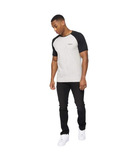 Mens Meza T-shirt Grey Marl Black Crosshatch
