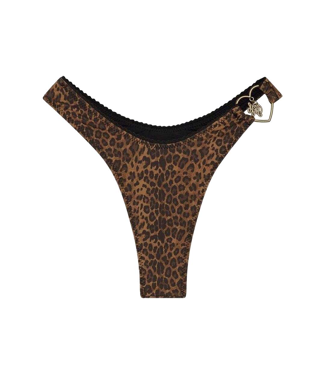 Womens/ladies X Bella Hadid Full Moon Leopard Print Bikini Bottoms Brown Frankies Bikinis-2