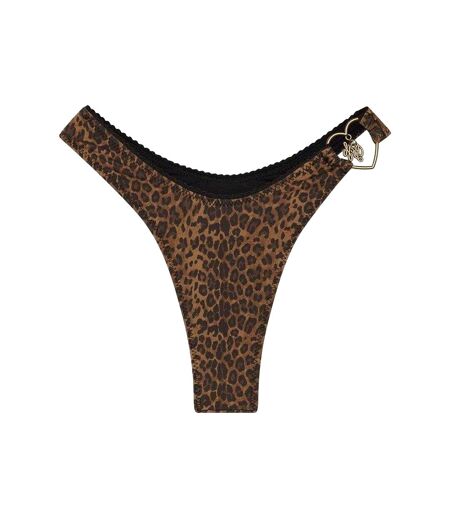 Womens/ladies X Bella Hadid Full Moon Leopard Print Bikini Bottoms Brown Frankies Bikinis