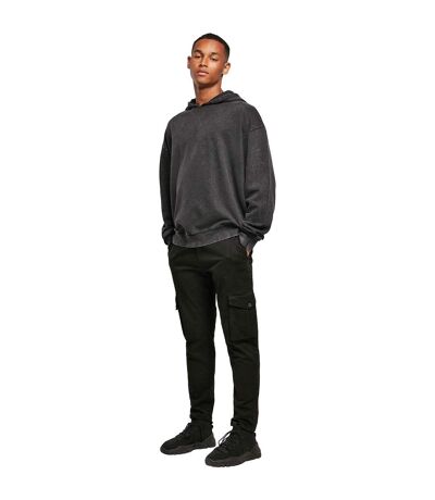 Build Your Brand Mens Acid Wash Oversized Hoodie (Black) - UTRW8370