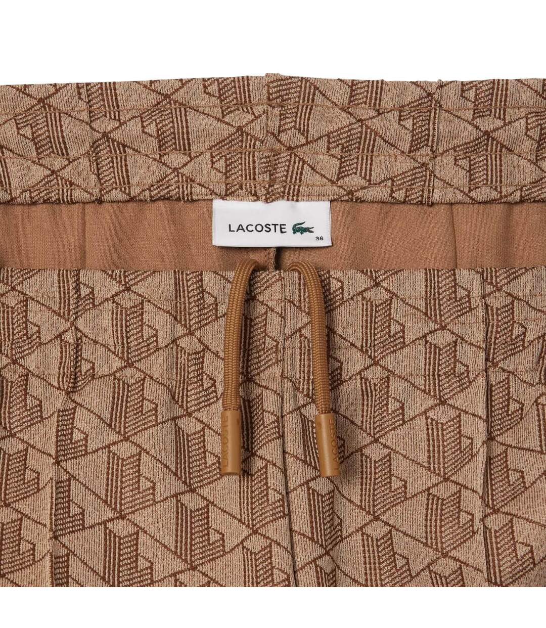 Womens/ladies Monogram Flared Jogging Bottoms Beige Lacoste-4