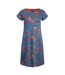 Womens/ladies tallahasse leafy floral organic cotton dress ensign blue Weird Fish