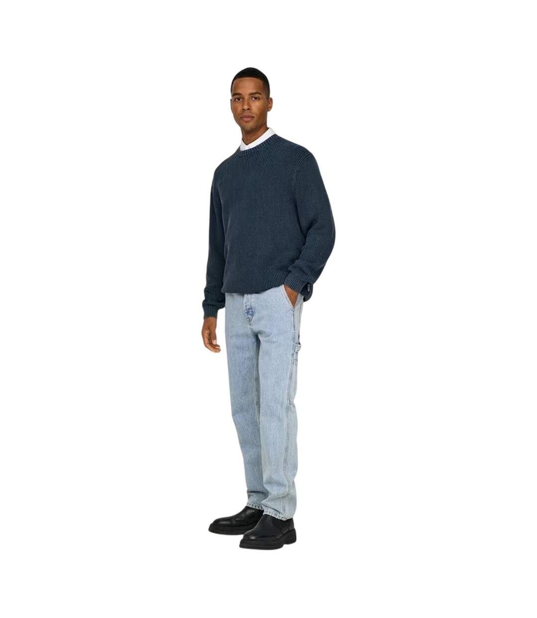 Jean Motif/style Charpentier Homme Bleu Denim Clair Only-1