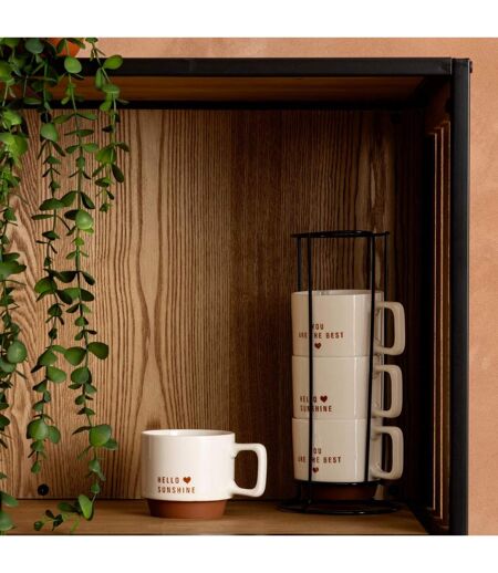 Lot de 4 Mugs sur Rack Hello 30cl Blanc