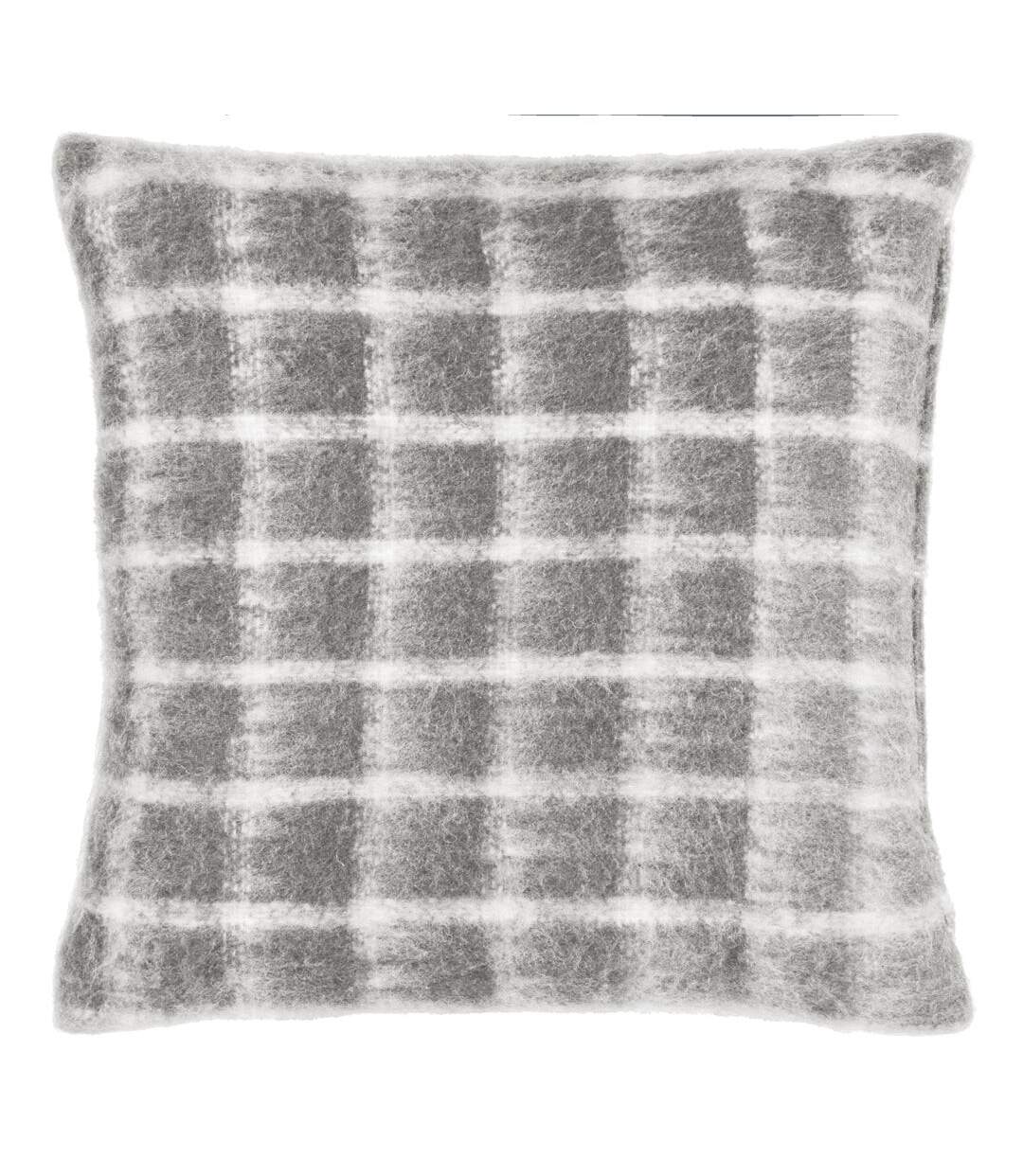 Yarrow faux mohair checked cushion cover 45cm x 45cm flint grey Yard