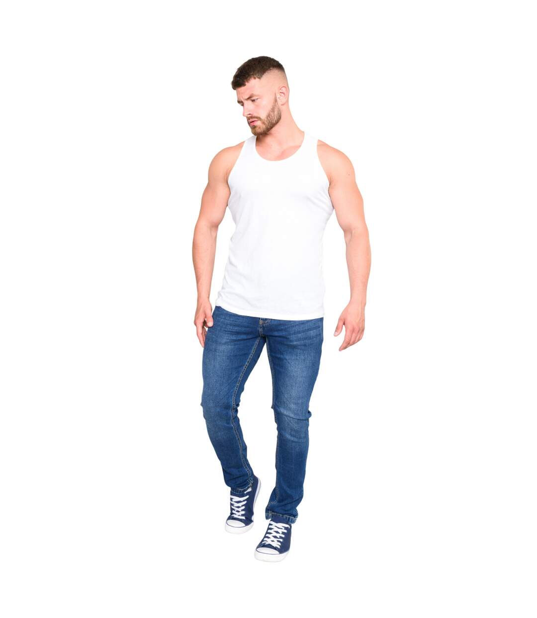 Duke Mens Fabio-1 Muscle Vest (White) - UTDC173-3