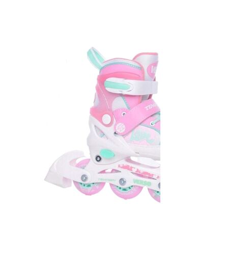 Patins À Roulettes Alignées Enfant 30,5-33 Fr Blanc Rose Bleu Tempish
