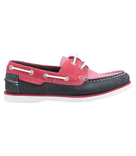 Hush Puppies Womens/Ladies Hattie Leather Boat Shoe (Pink/Navy) - UTFS7059