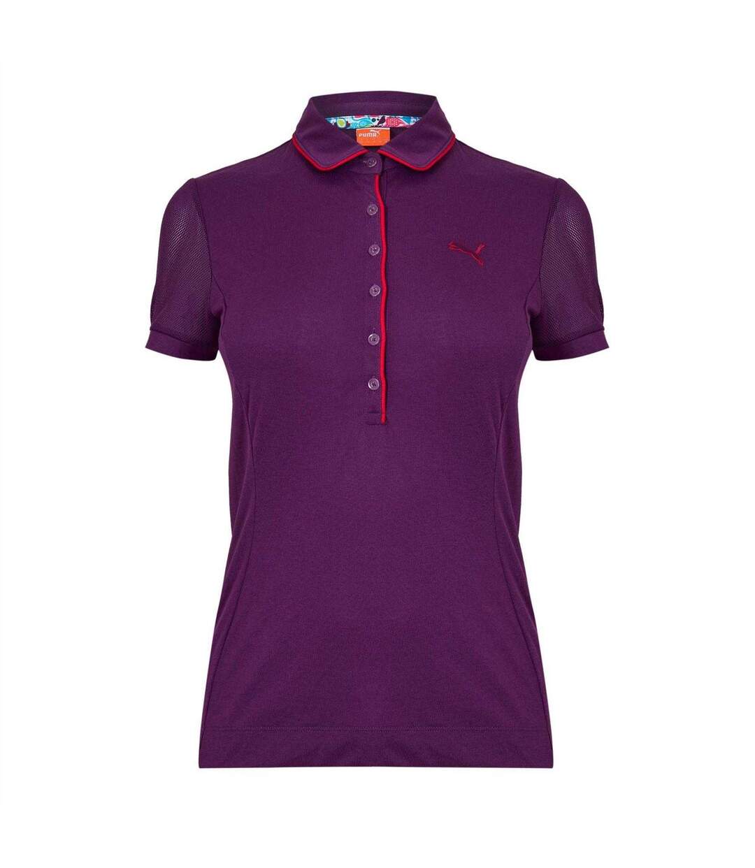 Womens/ladies Novelty Mesh Sleeve Golf Polo Shirt Purple Puma-1