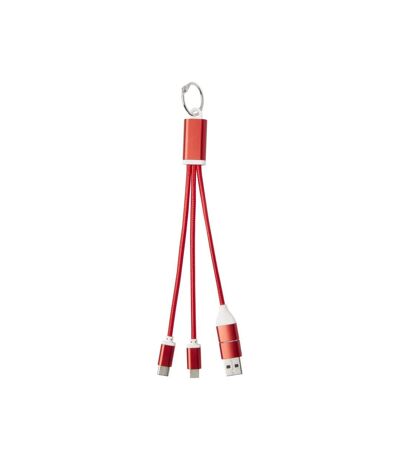 4 in 1 recycled aluminium keyring charging cable one size red Generic