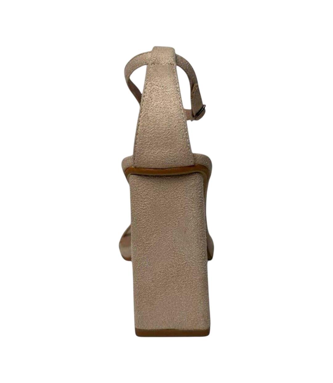 Womens/ladies Suede High Heel Sandals Cream Chic-2