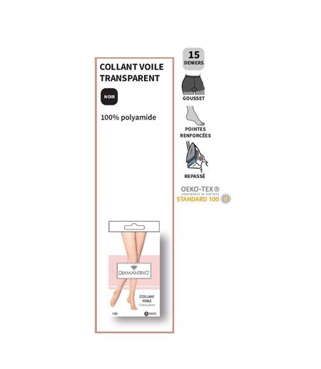 Collant Femme Confort et Résistance DIAMANTINO Pack de 3 Collants Voile Noir 15D