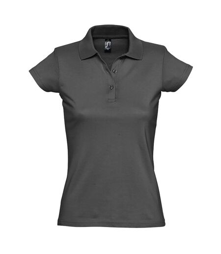 SOLS Womens/Ladies Prescott Short Sleeve Jersey Polo Shirt (Dark Grey)