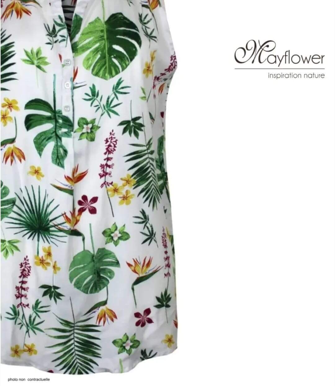 Mayflower LE1801 Débardeur sans manches en viscose imprimé jungle pour une fraîcheur d'été absolue-4