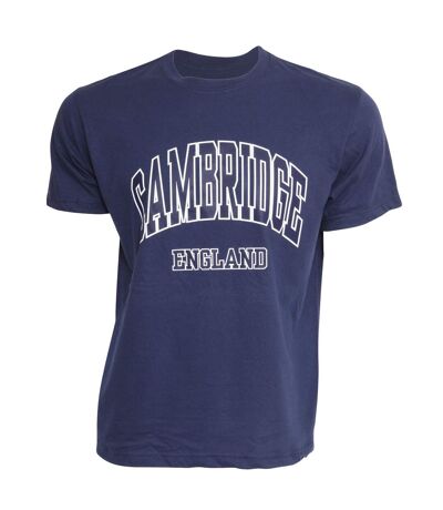 Mens Cambridge England Print Short Sleeve T-Shirt (Navy)