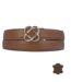 Ceinture automatique boucle crémaillère sans trou pour Femme - 100% cuir - Couleur camel-1