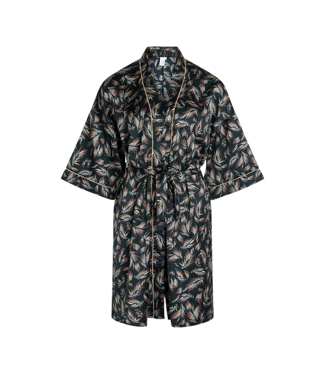 Womens/ladies Jean Leaf Print Kimono Black CCDK Copenhagen-2