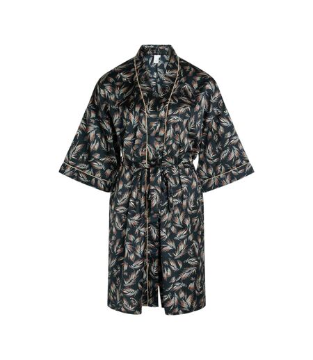 Womens/ladies Jean Leaf Print Kimono Black CCDK Copenhagen